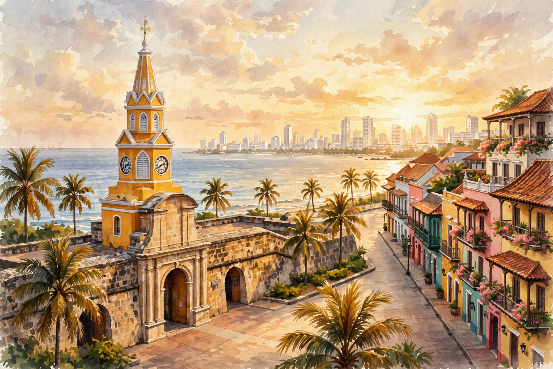 Cartagena's walled old town on the Caribbean