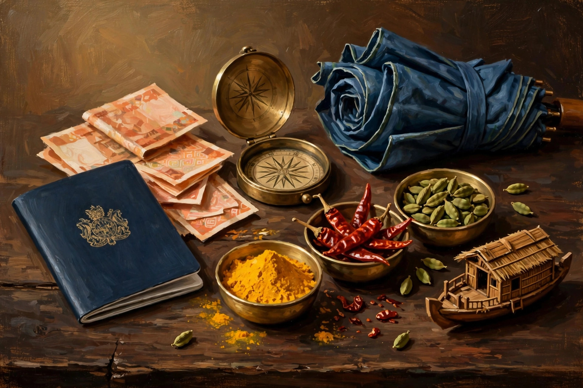 Spices and produce at a Kerala market