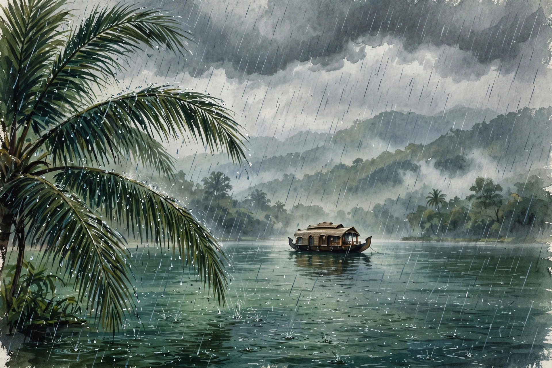 Monsoon clouds over Kerala's hills