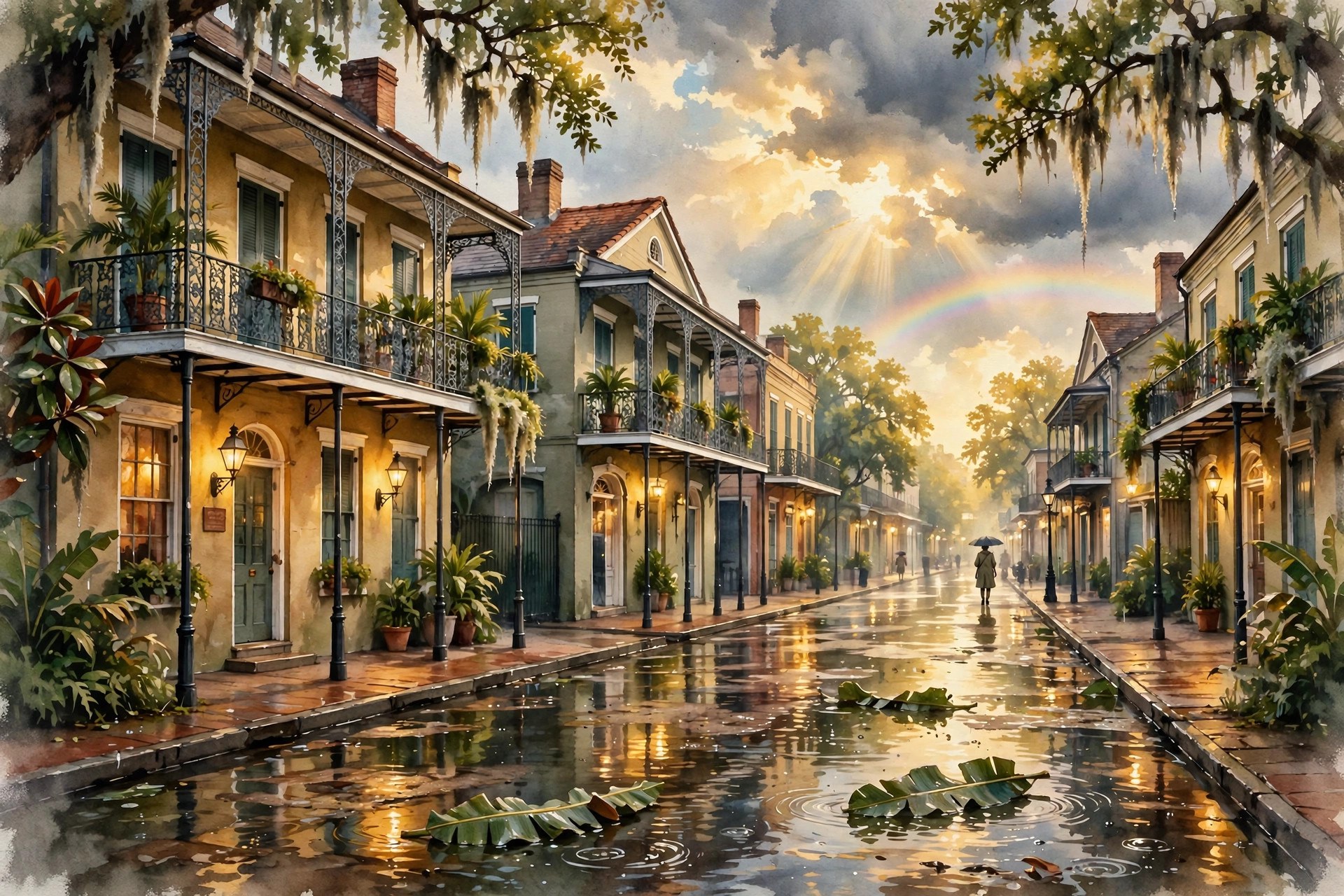 Spring festival crowds on a sunny New Orleans street